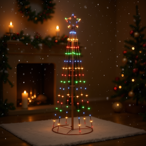 Árbol de Navidad en Forma de Cono de Acero con Luces LED Multicolores de PVC y Cobre, Árbol Decorativo para Exteriores - Product Image 2