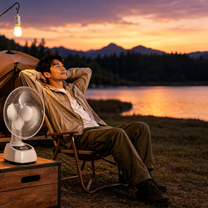 12/14 Zoll Neuer Solar-Tischventilator 10000mAh Abnehmbarer Lithium-Akku Wiederaufladbarer Ventilator mit Bluetooth USB-Telefonladegerät Nachtlicht - Product Image 6