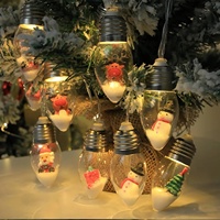 Guirnalda de Luces LED Navideñas de Interior/Exterior con Diseño de Papá Noel, Resistentes al Agua IP44, 1M de Longitud, 2700K, Blanco Cálido Suave