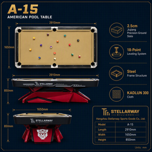 Stellarway Tournament Size American <b>Pool</b> <b>Table</b> Home Use Level Slate Bed Leveling System Ball Return Silent Cushion Waterproof A- - Product Image 5