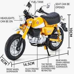 Modèle <span class=keywords><strong>de</strong></span> moto miniature 1/12 Ho Little Monkey en alliage métallique moulé sous pression et plastique, avec lumières, cadeau unisexe pour enfants, roues mobiles - Product Image 5
