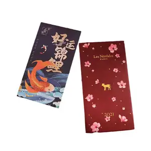 2024 año sobres de dragón 6*3,5 "sobre de dinero Hong Bao impresión personalizada logotipo dorado sobre de bolsillo rojo para el Festival de Primavera