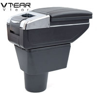 Vtear - Boîte de rangement pour accoudoir avant de voiture en ABS et cuir PU, porte-gobelet, accessoires intérieurs pour Renault Dacia Duster 2010-2022