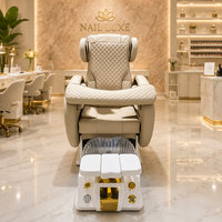 Bomacy Mobilier et équipement de salon de beauté de luxe moderne, fauteuil de spa pour manucure et pédicure avec spa pour les pieds en verre sans tuyauterie et fonction massage, en PU