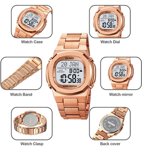 Relojes de oración Skmei 2036 Azan Qibla con brújula de dirección, reloj inteligente islámico de acero inoxidable para hombre - Product Image 4