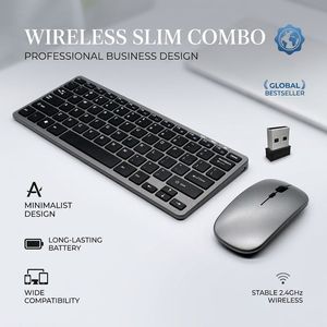 Fast Delivery Ultra Slim Silent Rechargeable 2.4G Wireless Bluetooth Keyboard <b>Mouse</b> Combo for iPad Pro Android Windows MacOS PC - Product Image 1