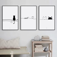 Peinture minimaliste en ligne noire et blanche, art mural abstrait simple pour salon, chambre à coucher, décoration nordique, encadrée