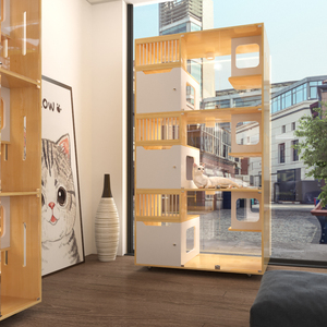 บ้านแมวไม้จริงสีเทาขนาดใหญ่หรูหรา พร้อมกระจก ระบายอากาศได้ดี ปุ่มกดเปิด-ปิด ใช้ได้ทุกฤดู เฟอร์นิเจอร์สำหรับสัตว์เลี้ยงในบ้าน ราคาโรงงาน ลดราคาพิเศษ - Product Image 2