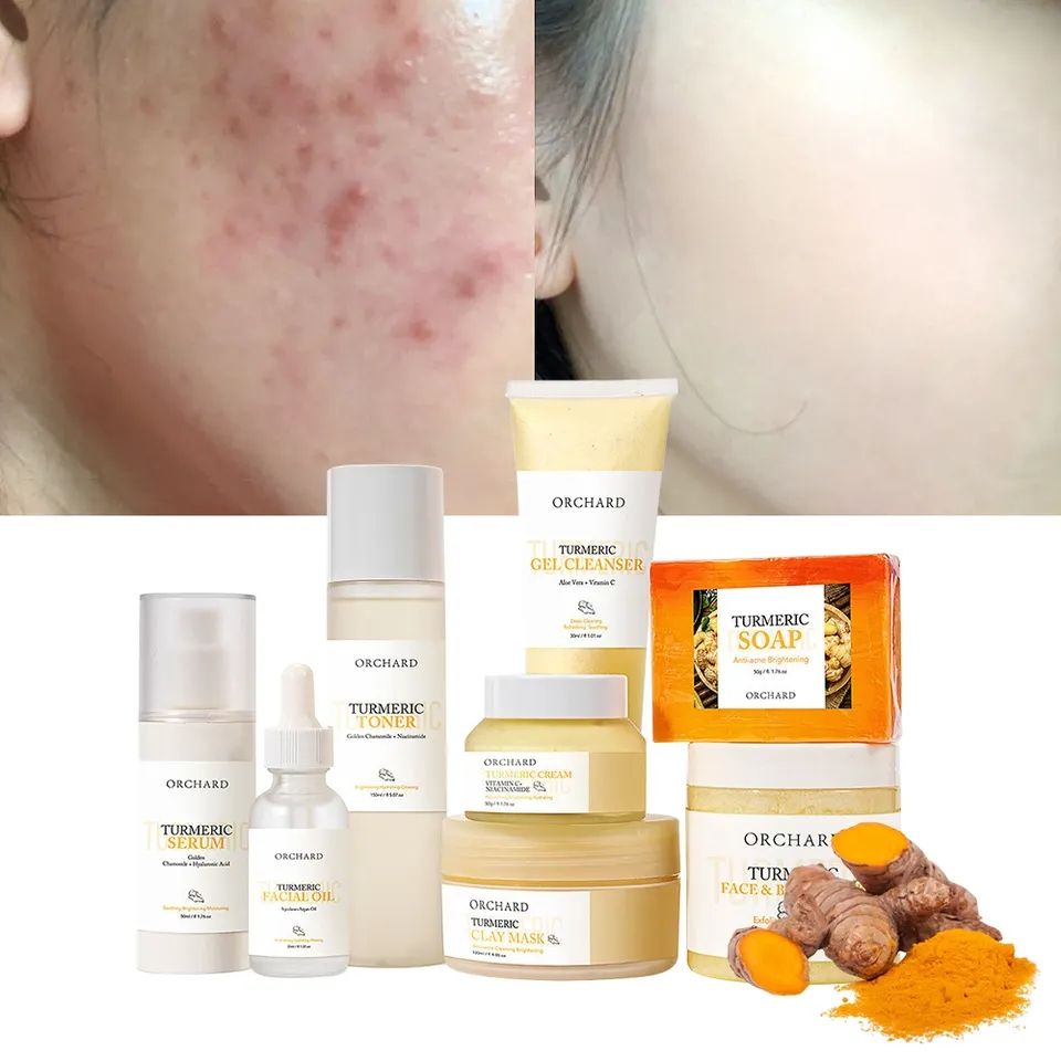 Korea Full Facial Organic Beauty Anti Aging Repairing Turmeric Skin Care Set For Women