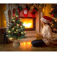 Vente en gros de LED PVC écologiques Lumières d'arbre de Noël 45cm Fournitures de fête de bureau festif avec base en toile de jute