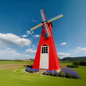 Moulin à vent hollandais pour l'amusement extérieur utilisé dans les fermes scéniques et les parcs à thème amusants Accessoires de paysage en bois pour la décoration de repère - Product Image 1