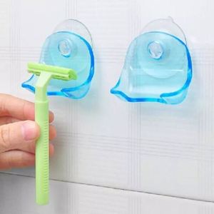 Tıraş Makinesi Diş Fırçası Tutucu Tuvalet Duvarı Vakumlu Askı Kancası Jilet Banyo Plastik Mavi Gri Tıraş Makinesi Tutucu - Product Image 3