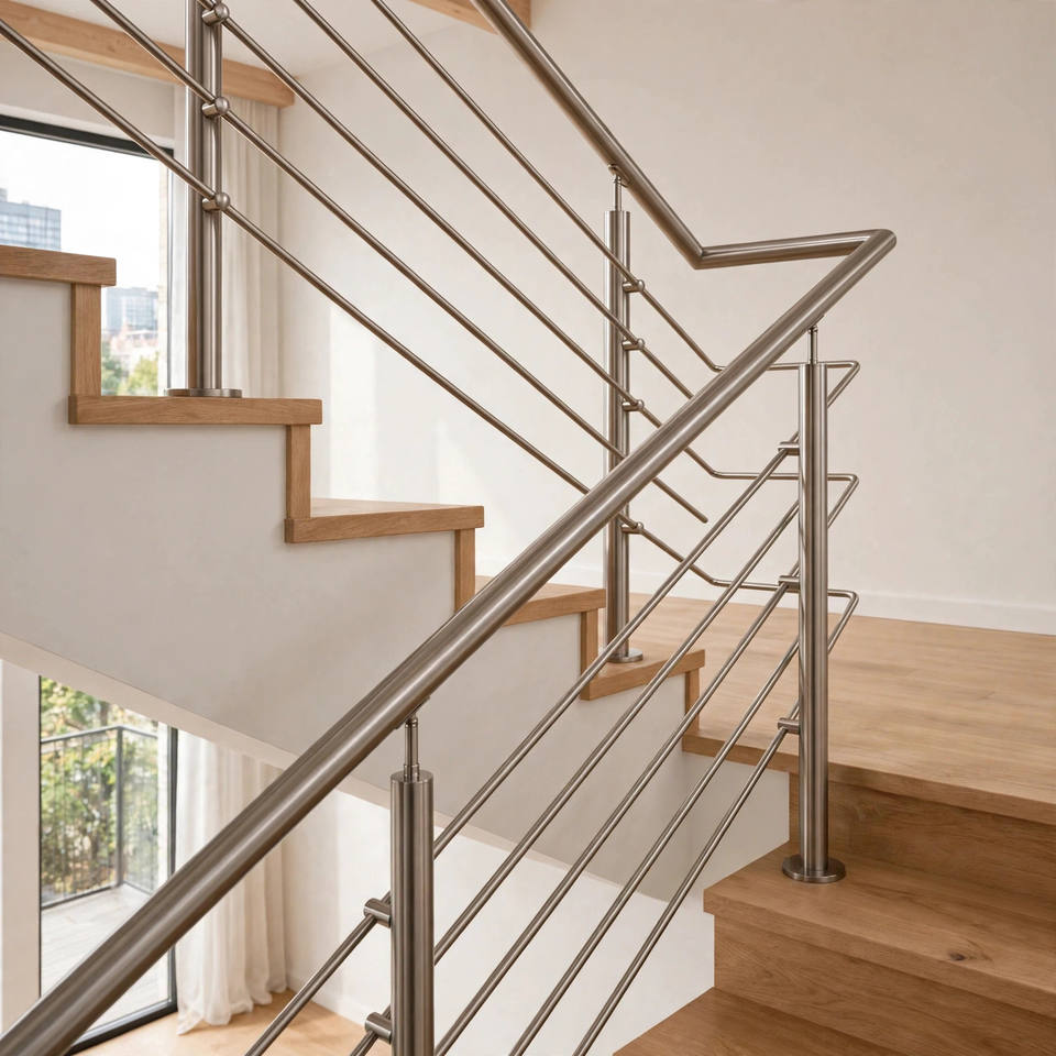 Rod Baluster Railing 304 Stainless Steel Stair Railing Post Baluster with 4 Rod Holders ...
