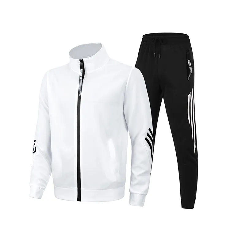 Men's New Stand-Up Collar Three Bars Sports Suit Couples Running Fitness Leisure Suit