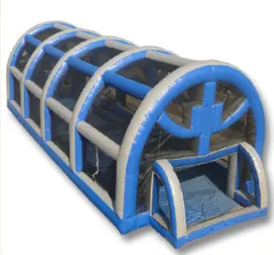 新设计商用充气三合一运动笼子炸毁运动游戏竞技场足球球门充气击球笼