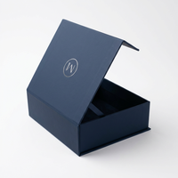 Boîte cadeau écologique à fermeture magnétique 2026, doublée d'éponge, bleu nuit mat, pliable, en papier, pour bijoux et parfums, emballage haut de gamme