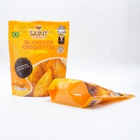 Pochette debout pour croquette de poulet imprimée personnalisée avec fermeture à glissière sac d'emballage en mylar pour aliments congelés à basse température de qualité alimentaire