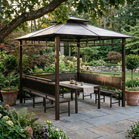 Pavillon de jardin extérieur de luxe avec toit en polycarbonate PC, abri imperméable et pare-soleil pour villa, patio, terrasse, cour arrière