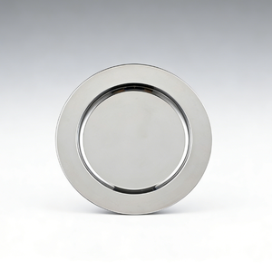 Assiettes de service rondes en acier inoxydable avec logo personnalisé, compatibles lave-vaisselle, empilables, pour hôtels, restaurants, mariages et traiteurs - Product Image 1