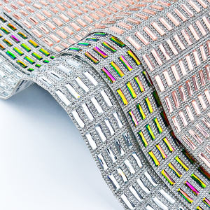 24x40 см блестящий кристалл горячее исправление клей сетка Стразы 5*15 стекло самоклеящийся красочный камень для мотива алмазные стразы лист - Product Image 2