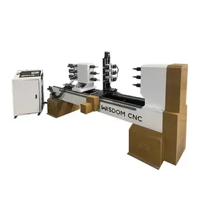 4 axis 3d model cnc wood lathe turning machine WISDOM CNC WS-L1512 3 axis Automatic CNC Wood Turning Lathe Machine For Pool Bill