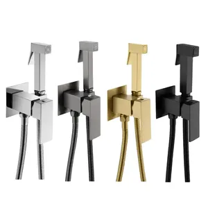 Pistola de diseño moderno gris cepillado musulmán montado en la pared grifo de bidé ducha de pulverización fría y caliente Shattaf WC rociador conjunto para Baño - Product Image 1