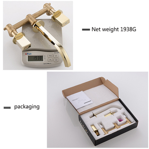 Nuevo grifo de lavabo de baño montado en la pared de tres orificios de oro cepillado de cobre oscuro grifo de agua fría y caliente para uso en la cocina o la escuela - Product Image 6