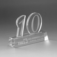 Trophée commémoratif écologique personnalisé avec affichage numérique en cristal, gravé sur mesure, forme de logo personnalisée pour anniversaire d'entreprise (5, 10, 15 ans)