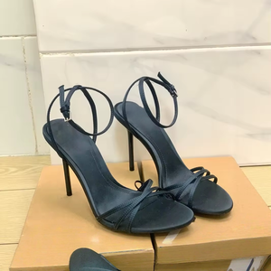 Tacones Altos Personalizados Populares 2026, Sandalias de Tacón Alto para Mujer en Oferta, Sandalias Destalonadas Azul Oscuro y Negro, Tacones de Oficina en Existencia - Product Image 3