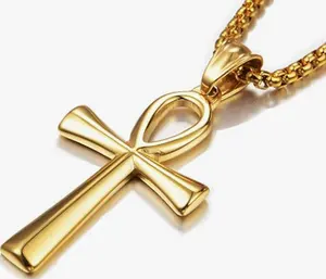 Wholesale Silver Jewelry Unisex Necklace with Egypt Pendant Gold Plated Hip-hop Style for Gift or Party