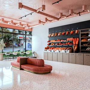 Meubles de café personnalisés, mobilier de café moderne, comptoir de boulangerie, comptoir de bar en bois avec éclairage LED - Product Image 3