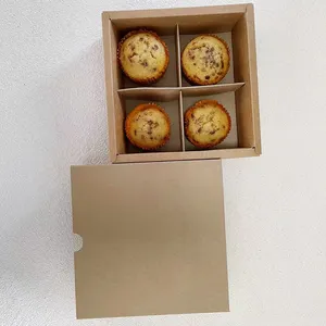 Stampa quadrata food grade trasparente scatola di nozze torta portare via cupcake macaron panetteria pane manico di carta scatole di torta nere