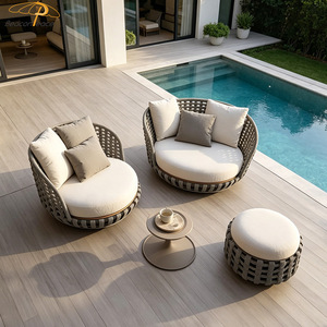 Canapé de jardin en rotin tressé de luxe pour hôtel moderne, mobilier d'extérieur en corde, pour <span class=keywords><strong>salon</strong></span>, chambre et hall - Product Image 2
