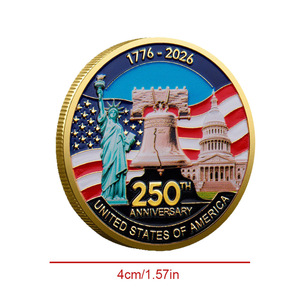 Moneda Conmemorativa de Alta Calidad con Estatua de la Libertad y Edificios Coloridos, Chapada en Metal, 1776-2026, 250 Aniversario de EE. UU. - Product Image 2