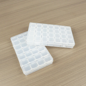 Jewelry Organizer Box 28 Grids Clear Plastic Storage Case For Nail Rhinestones Glitter Desktop Organizer With Lid - Product Image 4