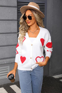 Kacamata lintas batas perdagangan luar negeri Eropa dan Amerika, Sweater hari orang, jaket kardigan berkancing wanita hati rajut - Product Image 5