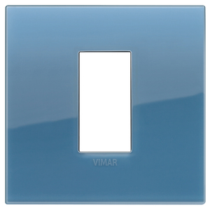 Vimar Wall <b>Switch</b> Plate 9x9 Cm Blue Glass Finish - Product Image 1