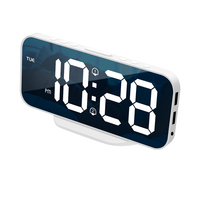 Vente chaude usb charge électronique automatique ajuster la luminosité table bureau numérique led miroir réveil mural