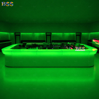 Comptoir de pub en forme de U Design moderne translucide Corian Led Night Club Bar Counter