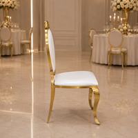 Chaise de banquet de luxe en acier inoxydable doré, dossier ovale sculpté, pour mariage, salle à manger, événements, location, hôtel