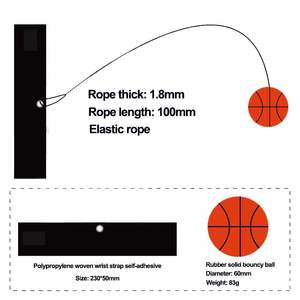 Pelota Deportiva de Goma con Correa para la Muñeca y Cuerda, Pelota de Rebote para Ejercicio y Juego - Product Image 2