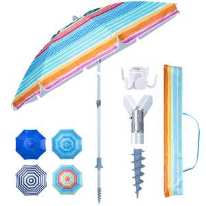 Настраиваемый производитель, оптовая продажа, 210 см, компактный УФ 50 + защита, ветрозащитный зонтик от солнца, пляжный зонт с сумкой для переноски - Product Image 2