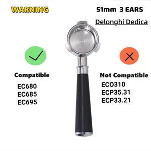 Cesta de filtro sin fondo de acero inoxidable 304 de 51 mm compatible con máquinas de café expreso DeLonghi Dedica EC680/EC685/EC890/EC900 <span class=keywords><strong>SMEG</strong></span> EUPA - Product Image 2