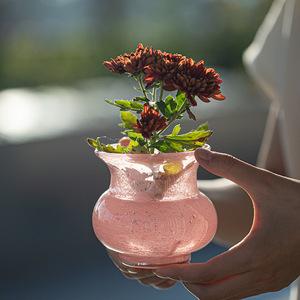 Liuli Jianshui Glass <b>Vase</b> <b>Small</b> Pastel Flower Holder For Tea Ceremony Housewarming Gift Quanzhou Made - Product Image 1