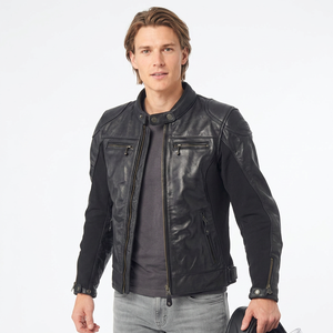<b>Men</b> Genuine Leather Jacket <b>Black</b> Waterproof Windproof Winter Motorcycle Riding Outerwear Custom Racing Model Cotton Lining 2026 - Product Image 1