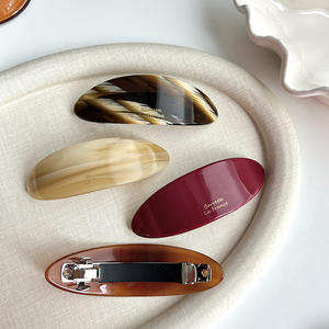 Jepit Rambut QianJin French Acetate Vintage Motif Marmer, Ukuran Besar, Otomatis untuk Wanita - Product Image 2