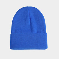 Bonnet en acrylique épais 90g pour adultes, doux et thermique, avec revers côtelé, taille unique