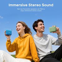 Enceinte Tribit PocketGo bleue 7W, étanche IP68, 20 heures d'autonomie, Bluetooth 6.0, appairage TWS, compatible carte TF, pour salle de bain