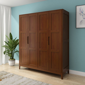 Armario Nórdico de Madera de Caucho con 4 Puertas, Gran Capacidad, Puertas Abatibles, Armario de Almacenamiento para Dormitorio - Product Image 1