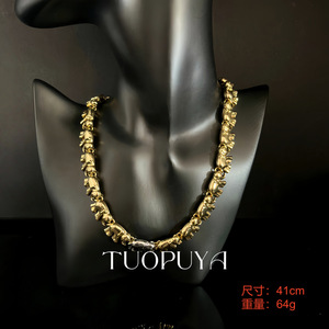 Parure de bijoux rétro européennes et américaines en forme d'éléphant, design personnalisé bicolore, collier, bracelet et boucles d'oreilles - Product Image 3